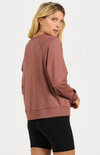 Back view of the Vuori Long Sleeve Halo Crew in Terracotta Heather 